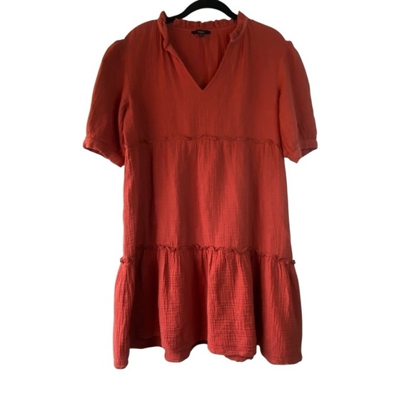 Drew Amber Tiered Cotton Gauze
Half Puff Button Sleeve Mini Sheath Dress SZ S - Picture 2 of 12